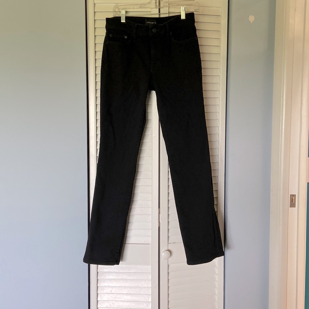 Lucky brand deep black, straight leg jeans size 8R, midrise